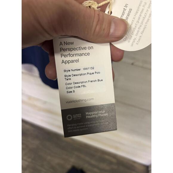 Vuori Women's Pique Polo Tank French Blue Size Small Brand New - Picture 3 of 5